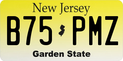 NJ license plate B75PMZ