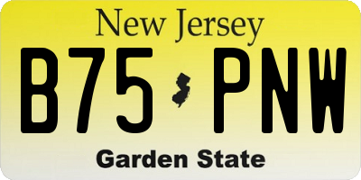 NJ license plate B75PNW