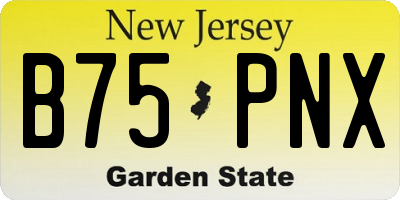 NJ license plate B75PNX