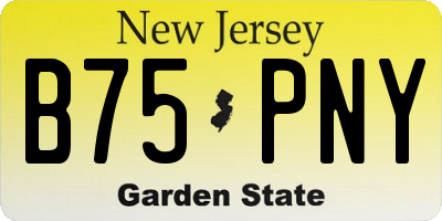NJ license plate B75PNY