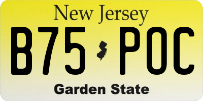 NJ license plate B75POC