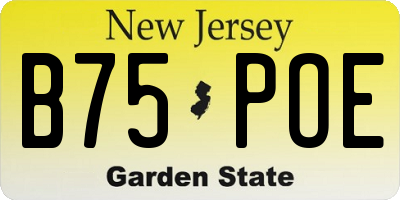 NJ license plate B75POE