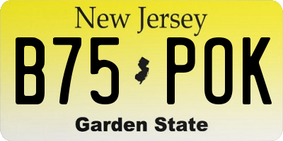 NJ license plate B75POK