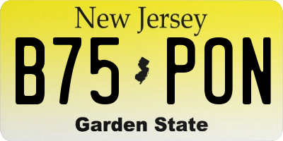 NJ license plate B75PON