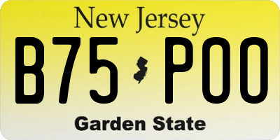 NJ license plate B75POO