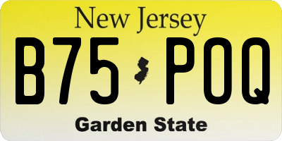 NJ license plate B75POQ