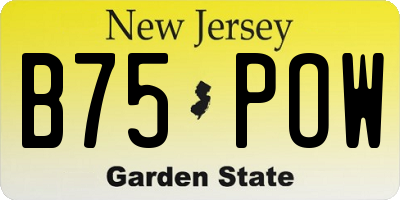 NJ license plate B75POW