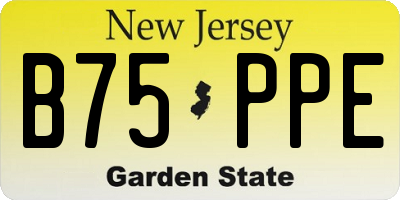 NJ license plate B75PPE