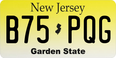 NJ license plate B75PQG