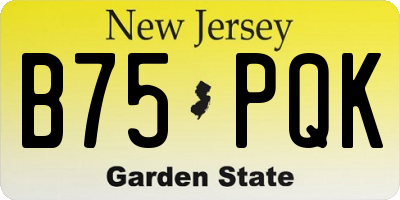 NJ license plate B75PQK