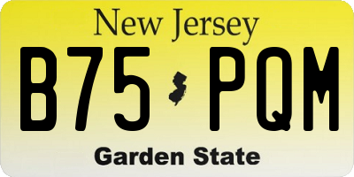 NJ license plate B75PQM