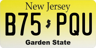 NJ license plate B75PQU