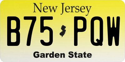 NJ license plate B75PQW