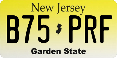 NJ license plate B75PRF