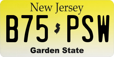 NJ license plate B75PSW