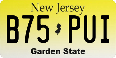 NJ license plate B75PUI