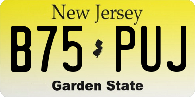 NJ license plate B75PUJ