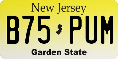 NJ license plate B75PUM