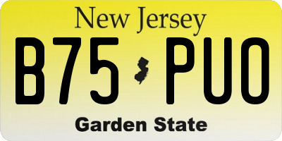 NJ license plate B75PUO