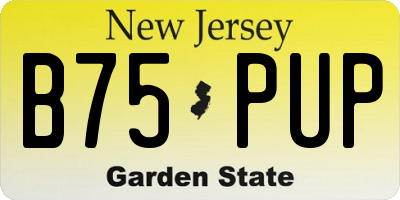 NJ license plate B75PUP