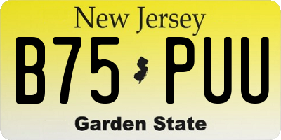NJ license plate B75PUU