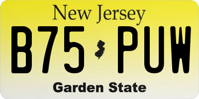 NJ license plate B75PUW