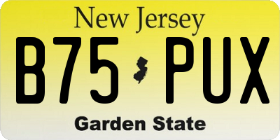 NJ license plate B75PUX