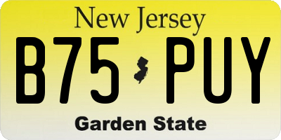 NJ license plate B75PUY
