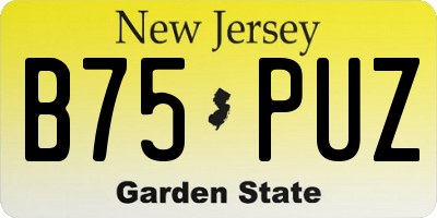 NJ license plate B75PUZ