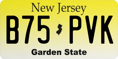 NJ license plate B75PVK