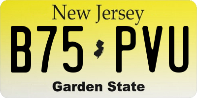 NJ license plate B75PVU
