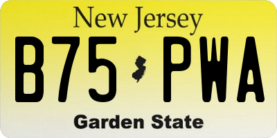 NJ license plate B75PWA