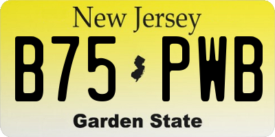 NJ license plate B75PWB