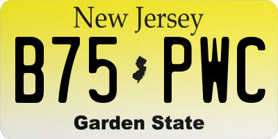 NJ license plate B75PWC
