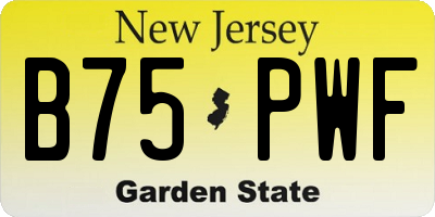 NJ license plate B75PWF