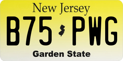 NJ license plate B75PWG