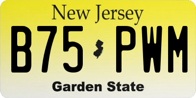 NJ license plate B75PWM