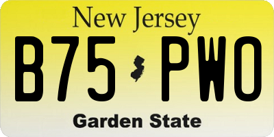 NJ license plate B75PWO