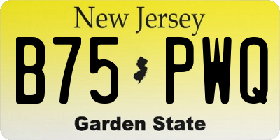 NJ license plate B75PWQ