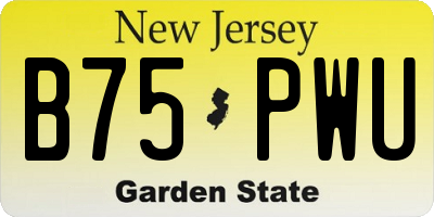 NJ license plate B75PWU