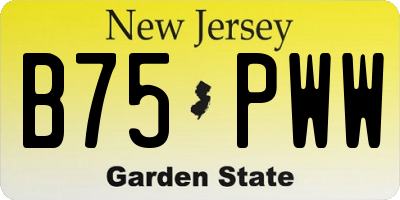 NJ license plate B75PWW