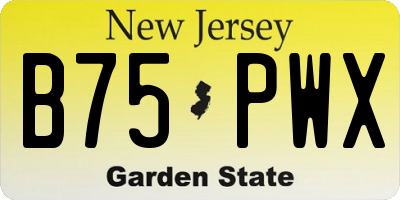 NJ license plate B75PWX