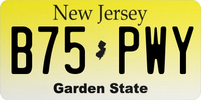 NJ license plate B75PWY