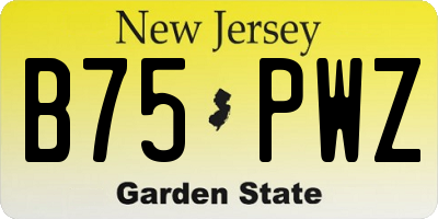 NJ license plate B75PWZ