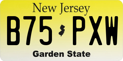 NJ license plate B75PXW