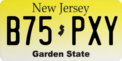 NJ license plate B75PXY