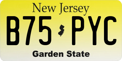 NJ license plate B75PYC