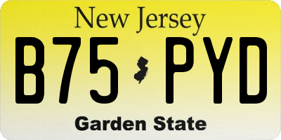 NJ license plate B75PYD