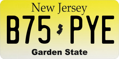NJ license plate B75PYE