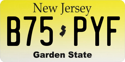 NJ license plate B75PYF